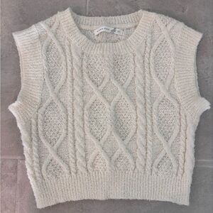 Altar'd State Cream Cable-Knit Sleeveless Sweater Vest